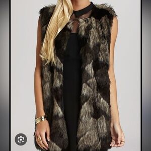 BCBGeneration Oversized Long Faux Fur Vest
